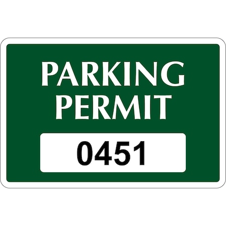 Lustre-Cal Vinyl Permanent Parking Permit Green 3in x 2in  Serialized 450-500, 50PK 253739PvWh1G0451